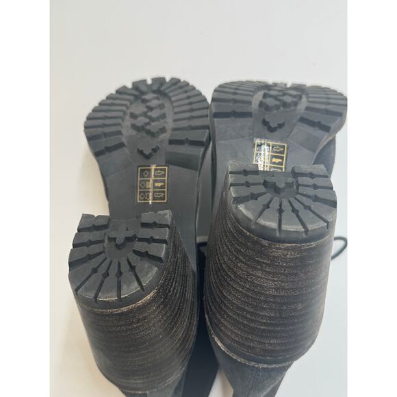 Dolce Vita Booties Post Faux Shearling Trim Suede Navy Blue Block Heel Size 8.5 - Picture 6 of 8